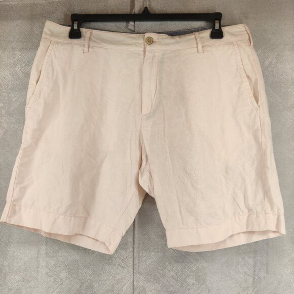 Faherty Linen Cotton Shorts Mens 35‎ Pink Solid Flat Front Casual Summer Beach